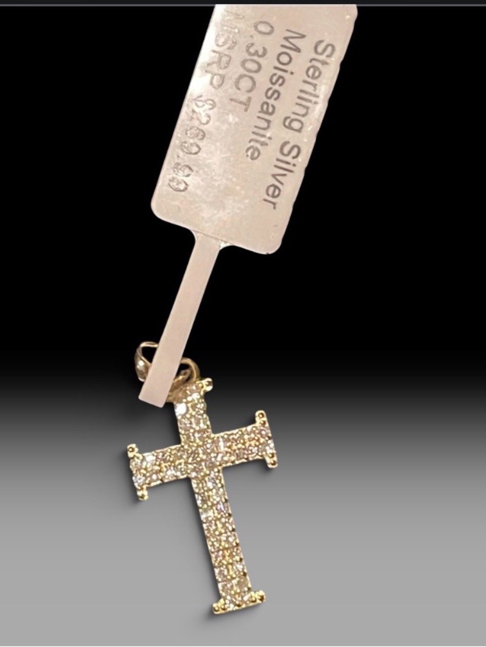 Moissanite Cross Pendant in 14K Gold over Sterling Silver
